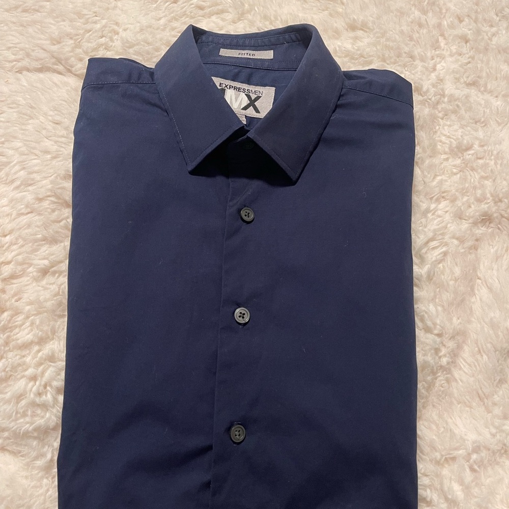 Express Men's Dark Blue Button Down Shirt